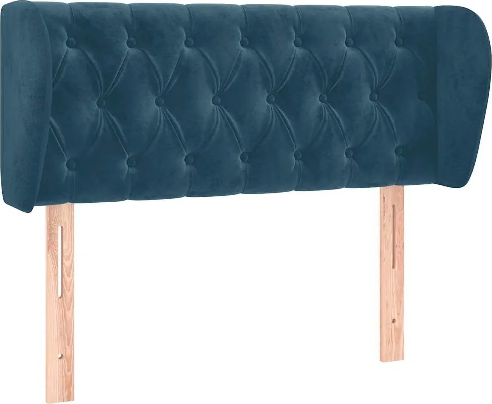 3117526 vidaXL Горна табла за легло с уши, тъмносиня, 103x23x78/88 см, кадифе