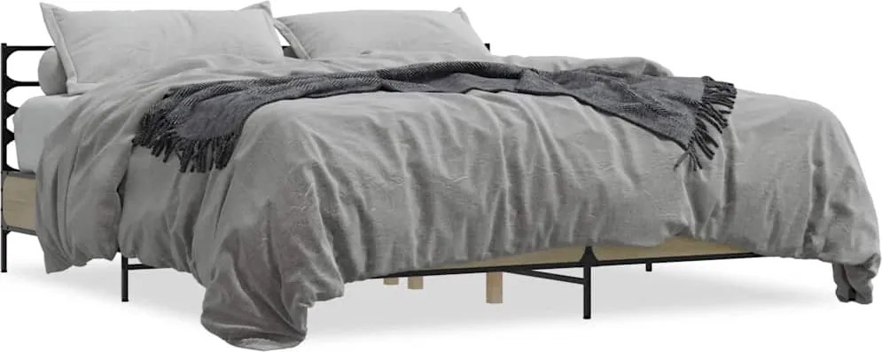 3280058 vidaXL Рамка за легло, дъб сонома, 180x200 см, инженерно дърво и метал