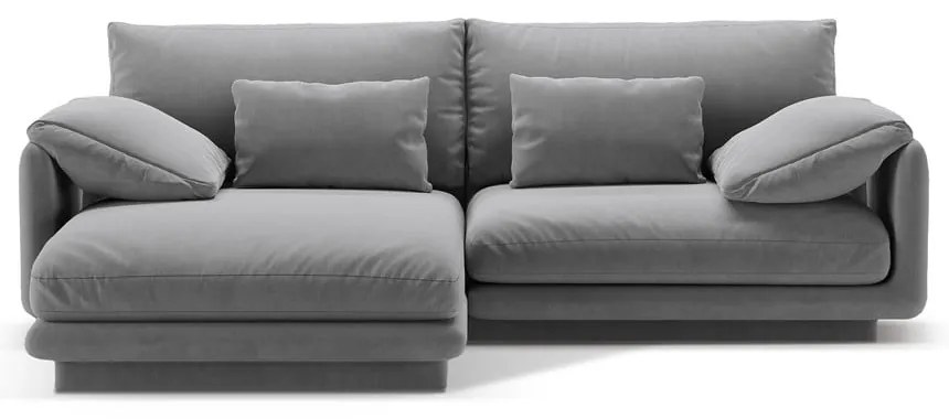 Светлосив кадифен ъглов диван (ляв ъгъл) Torino – Micadoni