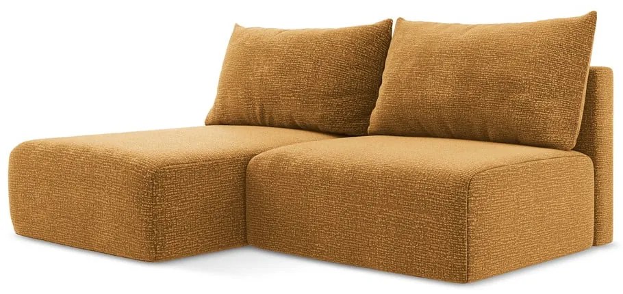 Оранжев разтегателен ъглов диван с място за съхранение (ляв ъгъл) Kalena – Makamii
