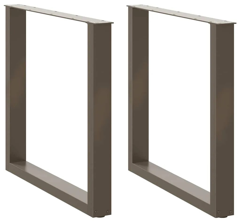 4013191 vidaXL Крака за трапезна маса, U-образни, 2 бр., естествена стомана, 80 x (72-73) см, стомана