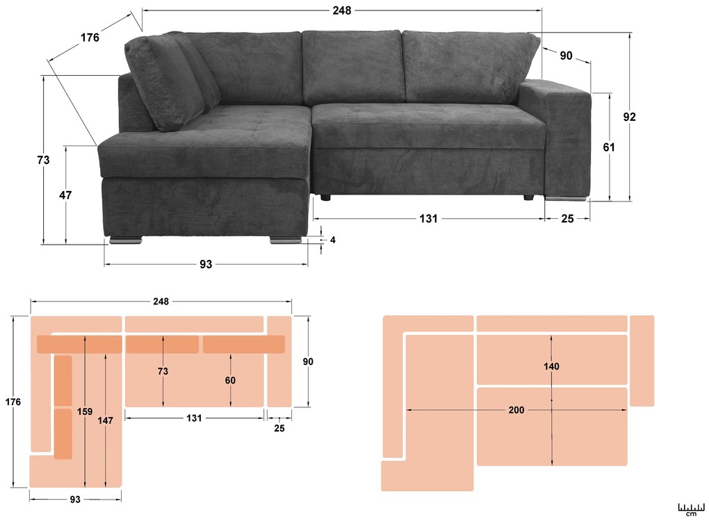 Разтегателен ъглов диван Толеро