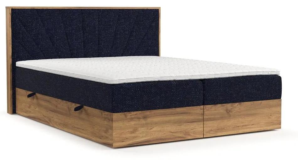 Боксспринг легло в тъмносин и естествен цвят с място за съхранение 140x200 cm Asahi – Maison de Rêve