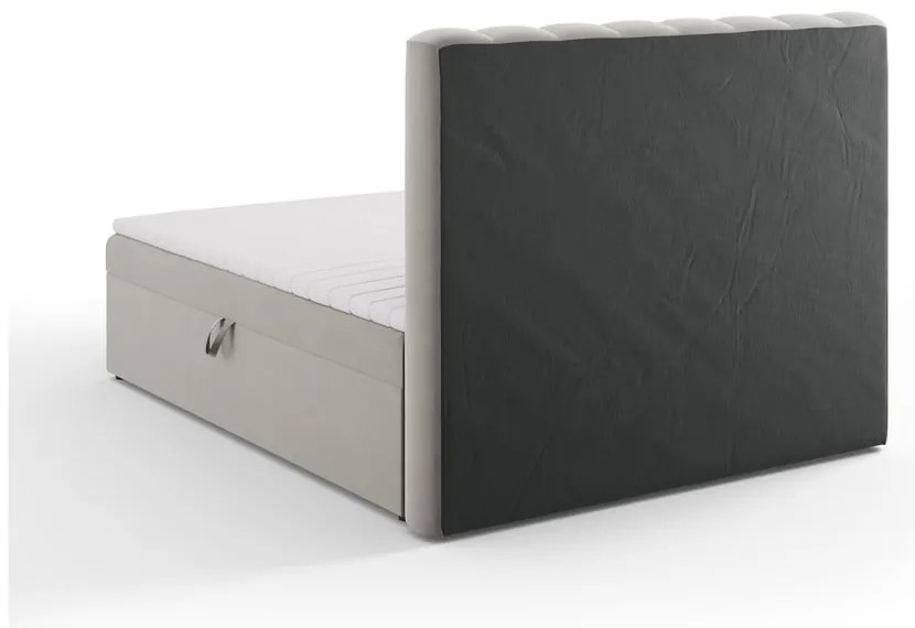 Сиво боксспринг легло с място за съхранение 160x200 cm Gina - Milo Casa