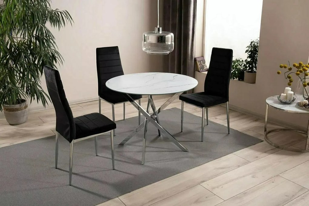 Маса Agis-Бял-Сребърен