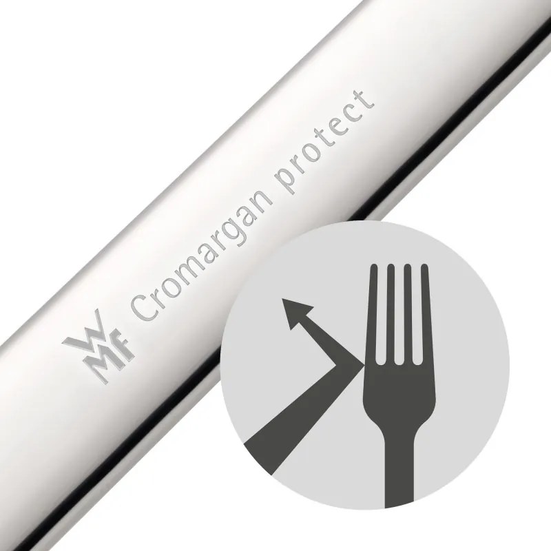 Комплект прибори за хранене WMF Virginia Protect, 30 части, Неръждаема стомана 18/10, Cromargan protect, Защита от надраскване и износване, Сребрист