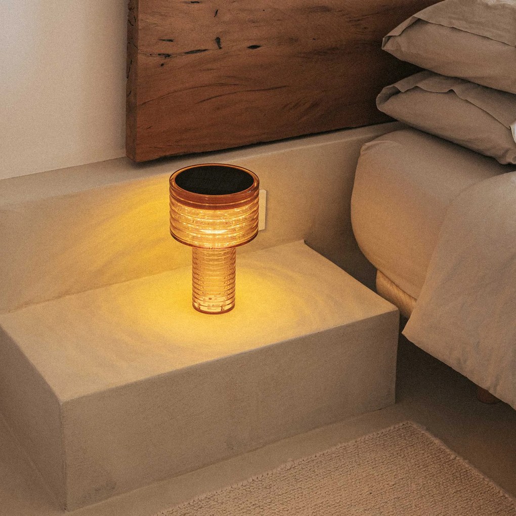 Настолна лампа оранжева пластмаса с LED соларна акумулаторна IP44 - Ambar