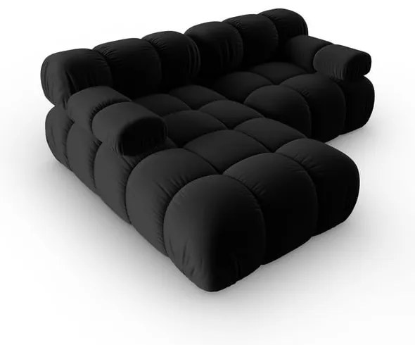 Ъглов диван от черно кадифе (ляв ъгъл) Bellis - Micadoni Home