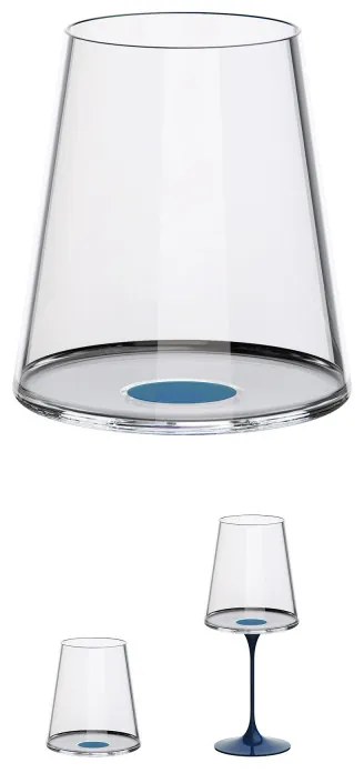 Комплект 2 бр кристални чаши за червено вино Trebonn SplitGlass 2025112, 450 мл, Ø9.2x10.5 см, Модулна система, Син