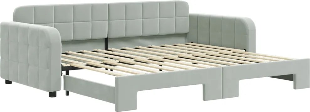 3196929 vidaXL Канапе с изтеглящо легло светлосиво 90x200 см кадифе
