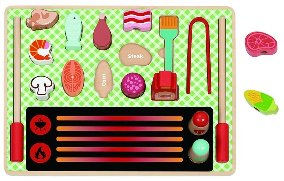 Tooky Toy - Барбекю, дървена игра с аксесоари