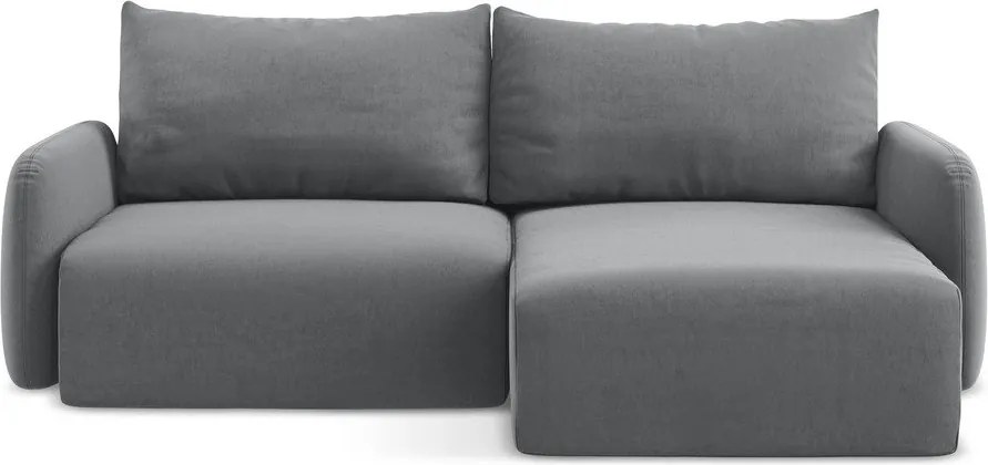 Сив кадифен сгъваем/с място за съхранение ъглов диван (десен ъгъл) Kalena – Makamii