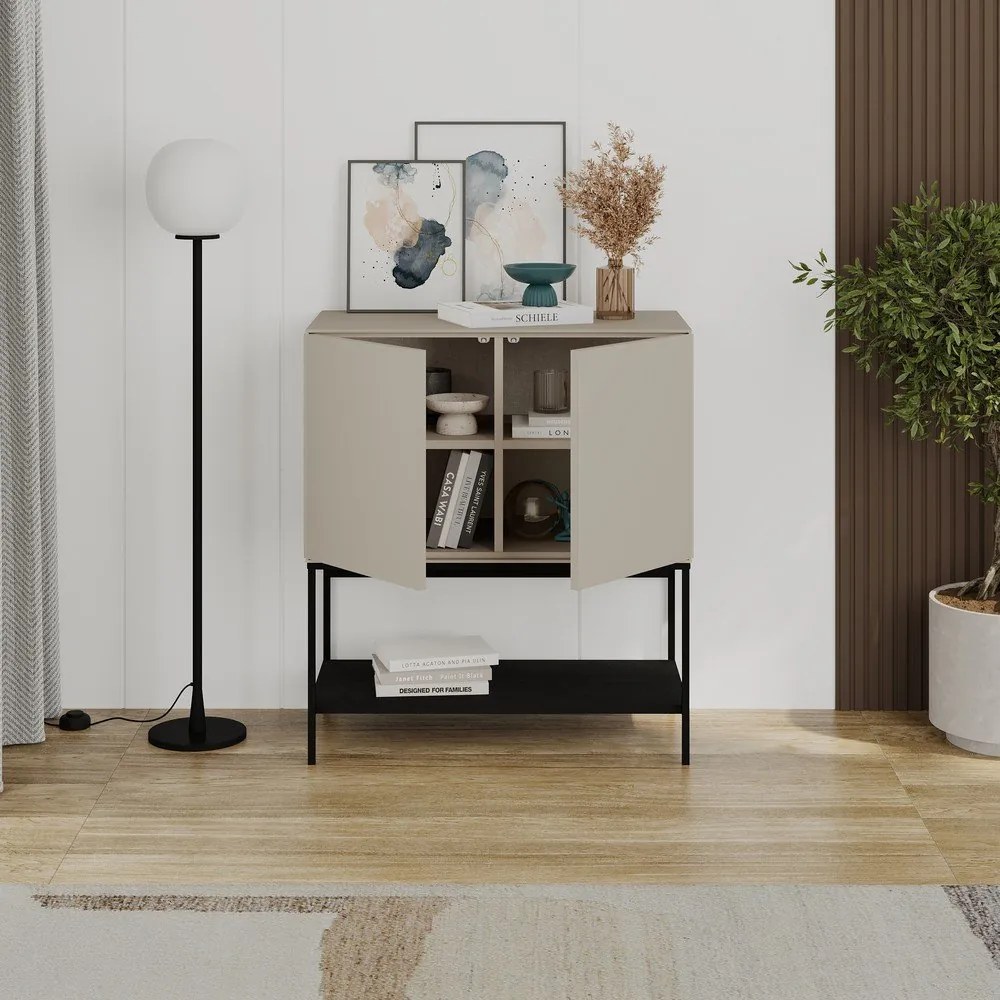 Черно-кремаво шкафче 80x90x40 cm Amira – Marckeric