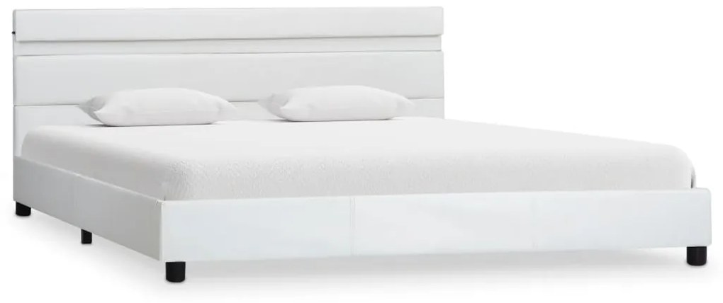 284788 vidaXL Рамка за легло с LED, бяла, изкуствена кожа, 120x200 cм