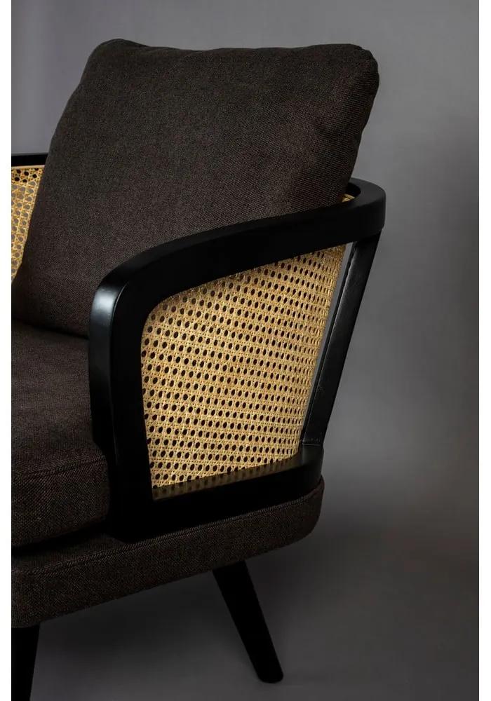 Тъмнокафяв фотьойл с тръстикова сплитка Manou - Dutchbone