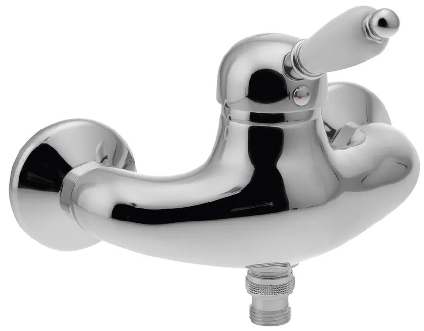 Стенна душ батерия в сребрист цвят (1 изход) Kirké White – Sapho