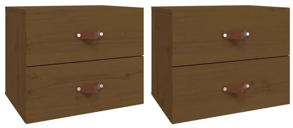 820983 vidaXL Нощни шкафчета за стенен монтаж 2 бр меденокафяви 50x36x40 см