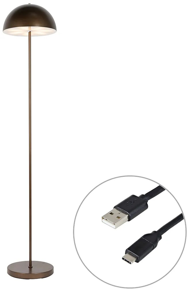 Подова лампа за външен монтаж тъмно бронз акумулаторна 3-степенна димерна - Keira