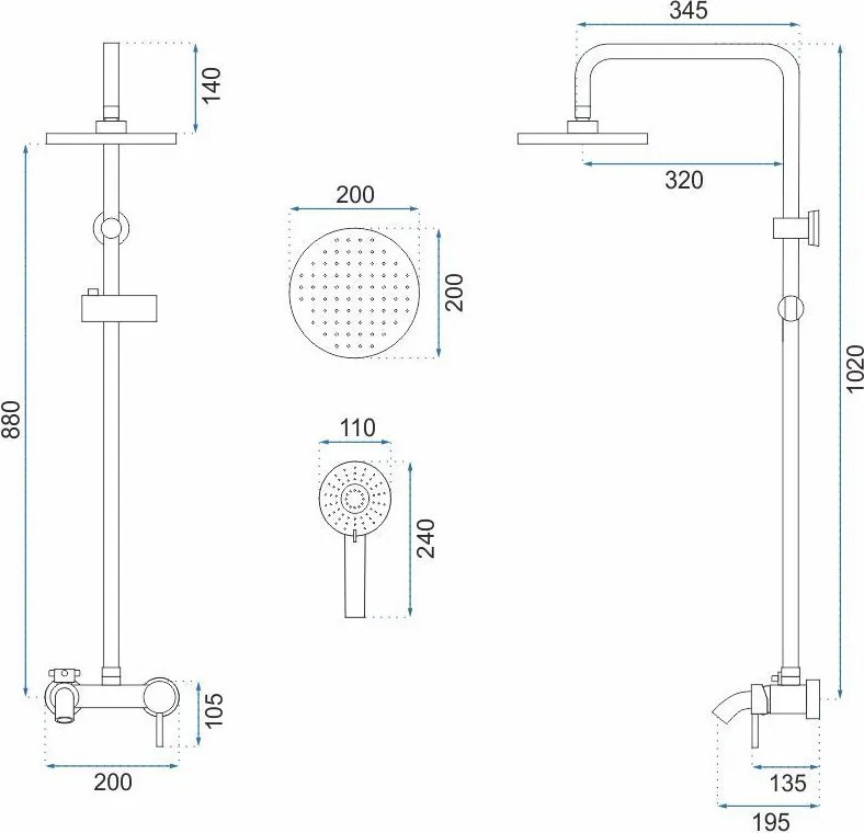 Комплект за душ Rea Luis Brush Copper