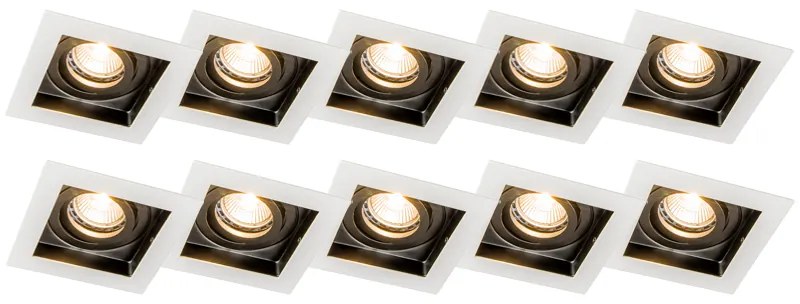 Комплект от 10 вградени прожектори бели & черни - Carree