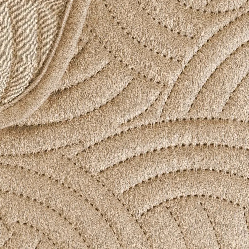 Светлокафяво комплект шалте и калъфка за възглавница 240x260 cm Solange – douceur d'intérieur