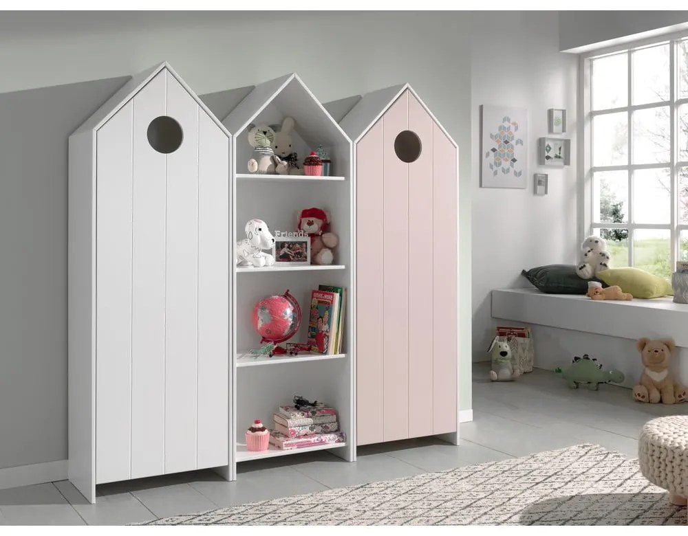 Отворен детски гардероб в бял и светлорозов цвят 173x171,5 cm CASAMI – Vipack