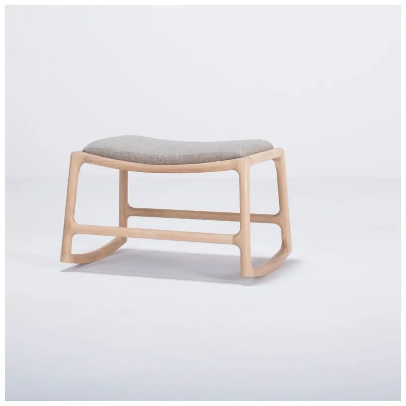 Отоман с конструкция от дъбово дърво и седалка от синьо-сив текстил Dedo - Gazzda