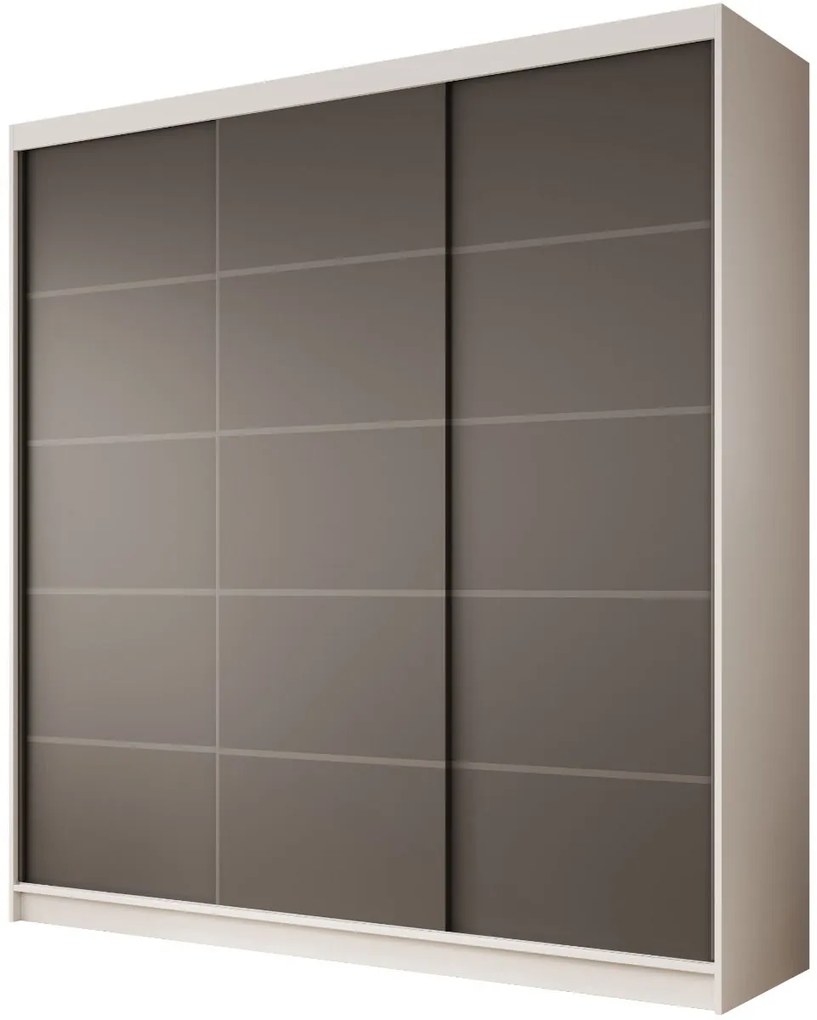 Гардероб Hansa 200 с плъзгащи врати-Бял-Черен