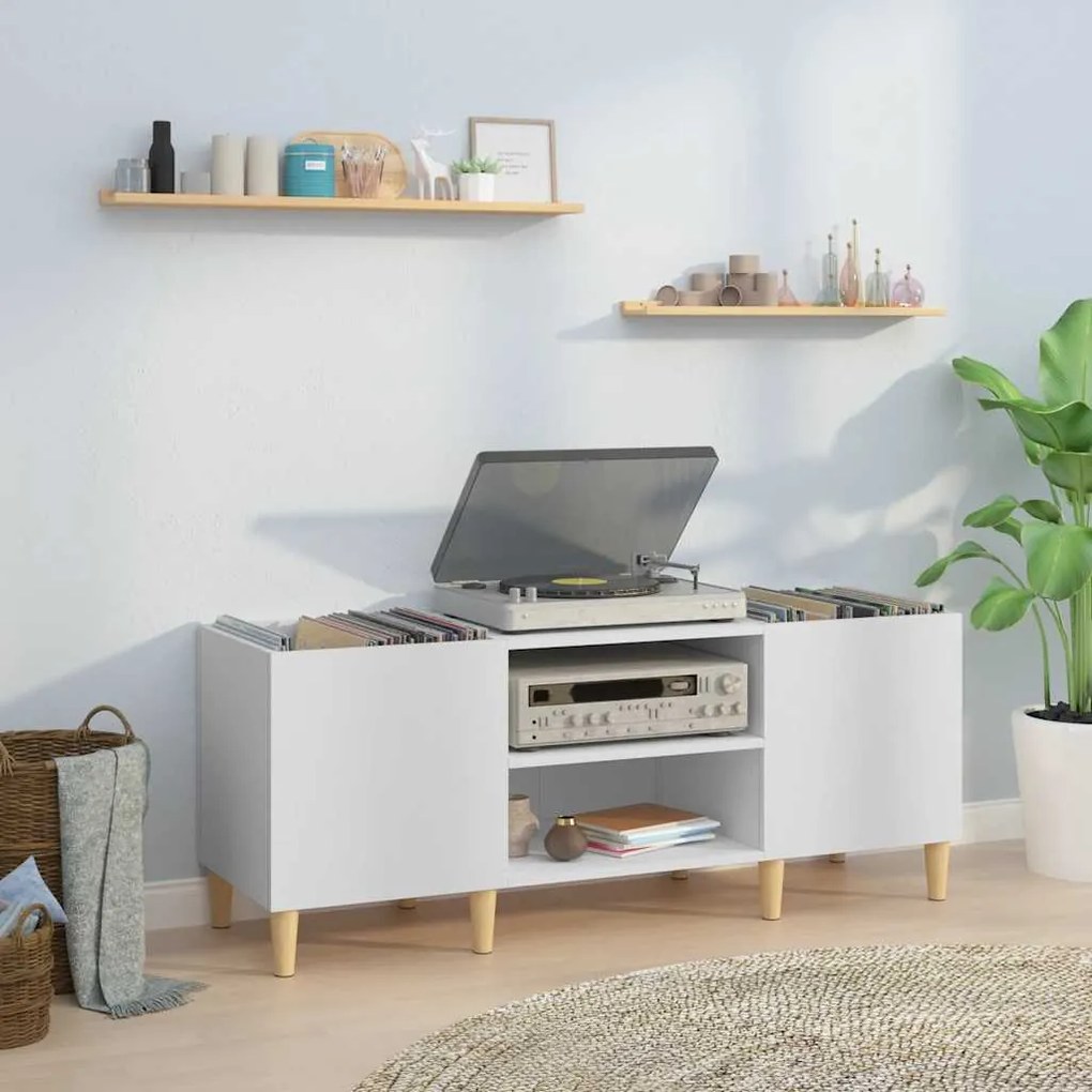 831925 vidaXL Шкаф за плочи, бял, 121x38x48 см, инженерно дърво