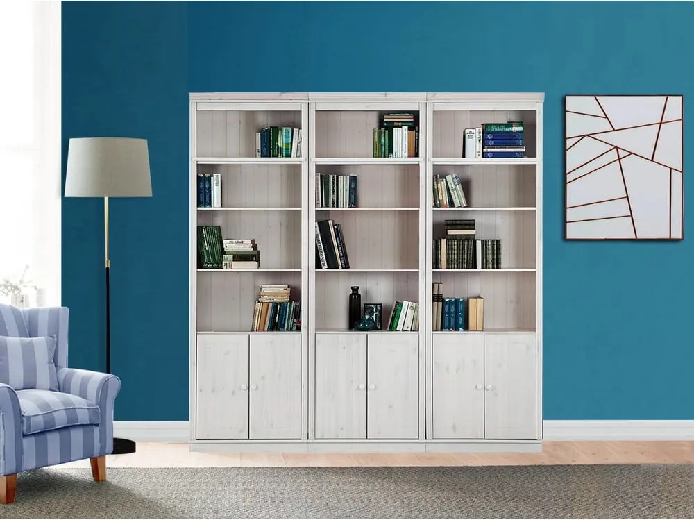 Бяла библиотека от масивен бор 222x223 cm Anita – Støraa