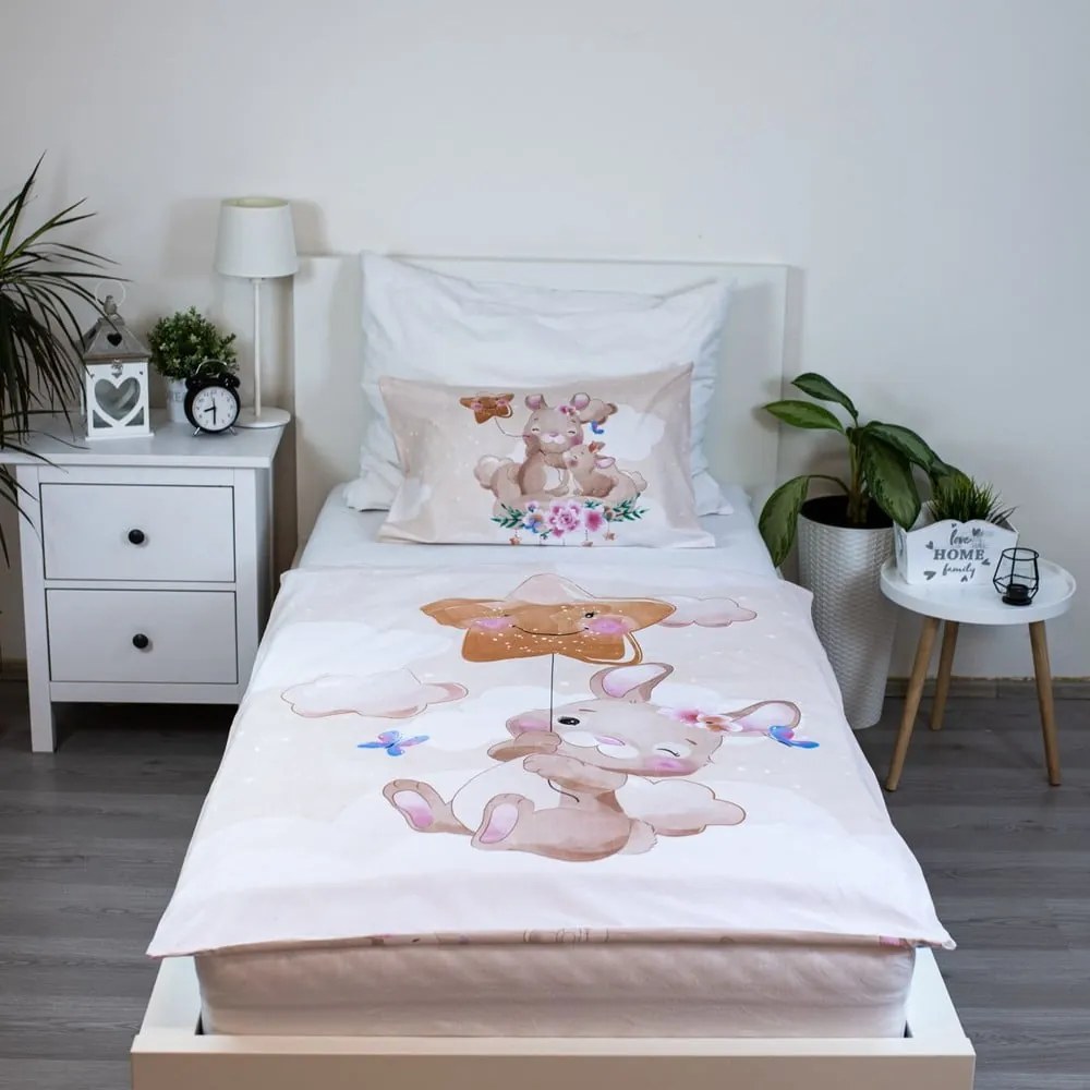 Жълто памучно детско спално бельо за детско креватче 100x135 cm Bunny "Star" – Jerry Fabrics