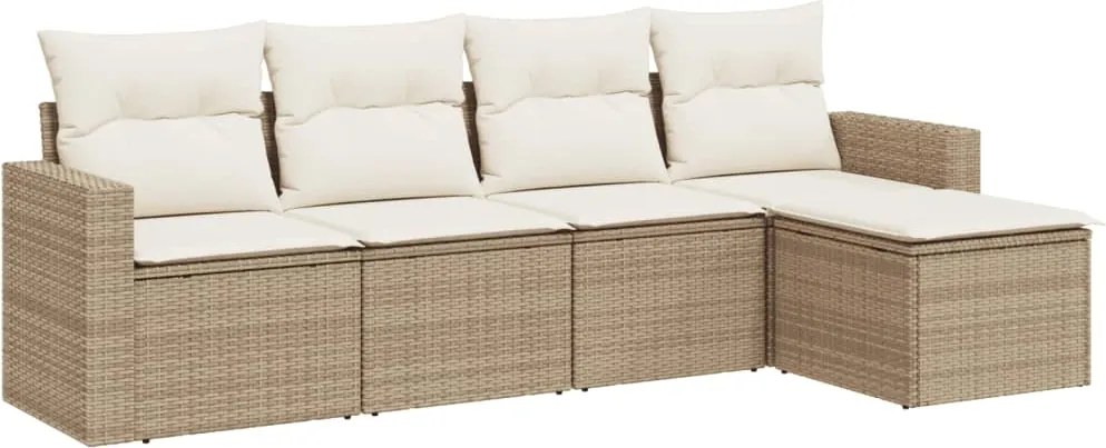3218878 vidaXL Градински комплект диван с възглавници 5 части бежов полиратан