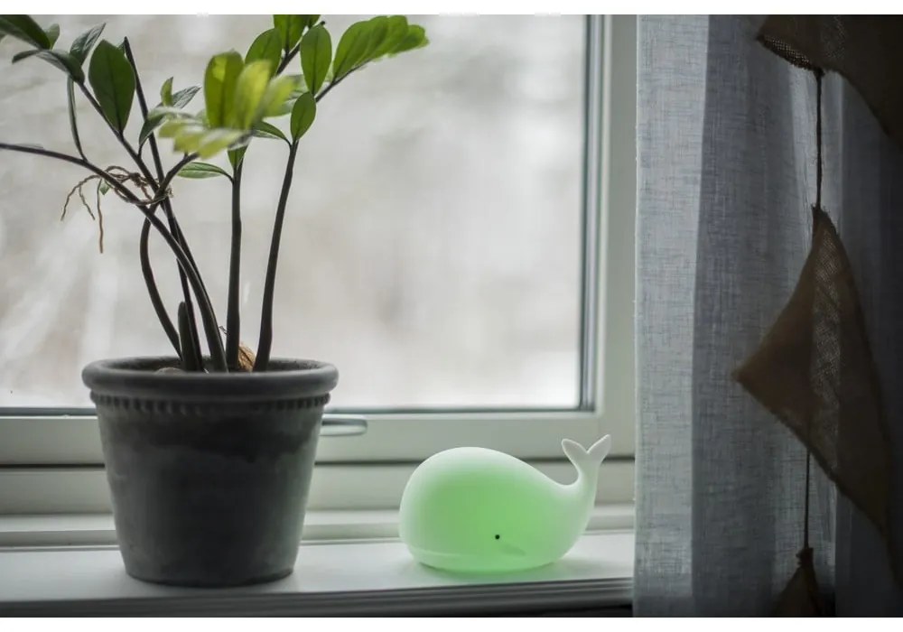 Бяла LED детска нощна светлина Whale – Star Trading