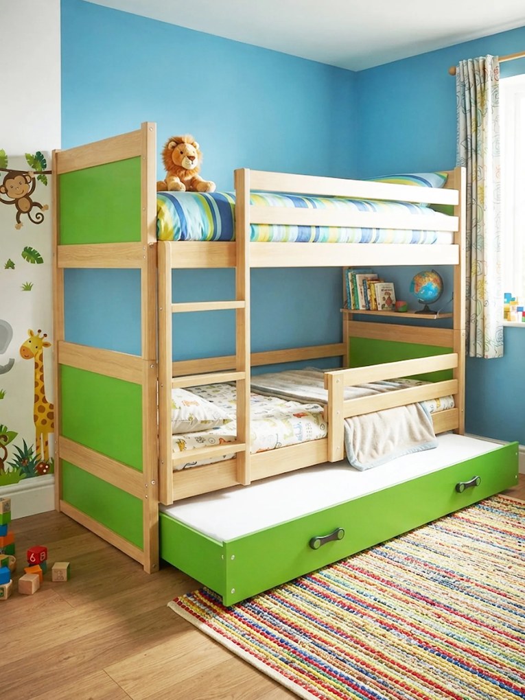 Двуетажно легло Riccon II-Natural - Green-200 x 90