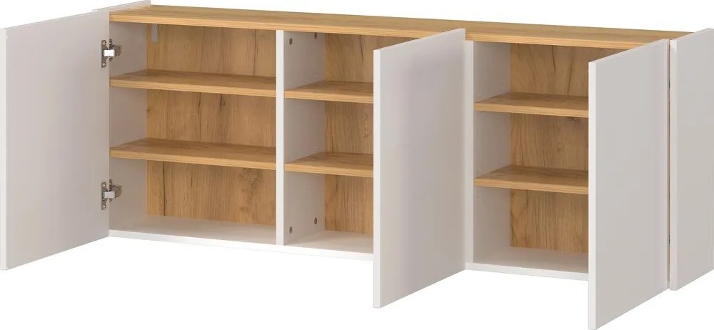 Кремаво висящо шкафче с дъбов декор 138x52x25 cm Libbiano – Germania