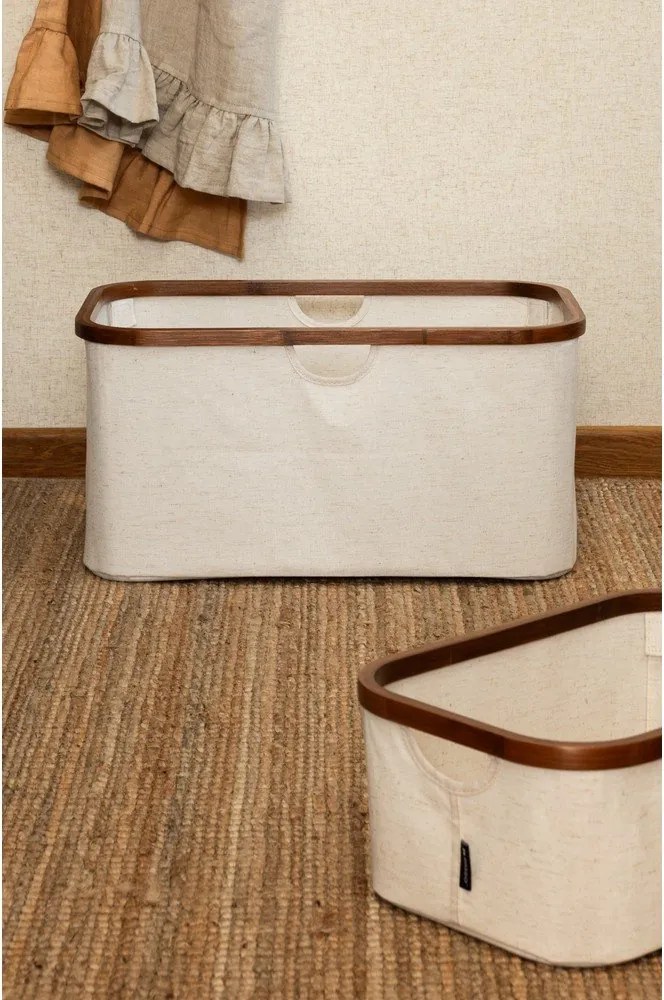 Кремав текстилен сгъваем кош за пране Bamboo/Linen – Bigso