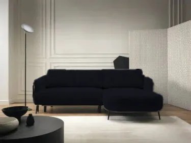 Ъглов диван Тери Мини-черен-десен