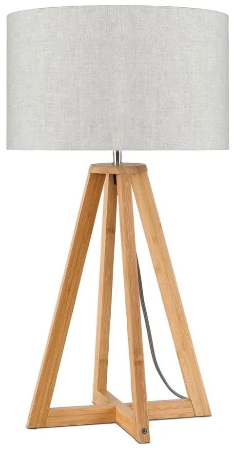 Настолна лампа със светлобежов абажур и бамбукова структура Everest - Good&amp;Mojo