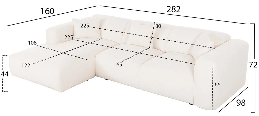 Ъглов диван Брик ляв ъгъл HM3275.02L цвят екрю