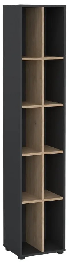 Етажерка за книги в дъбов декор в цвят антрацит-натурален 41x205 cm Sign - Tvilum