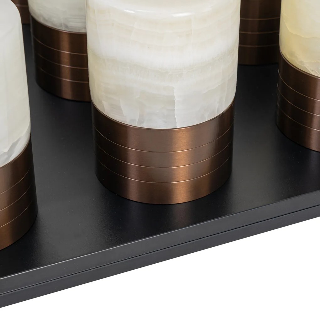 Комплект от 12 настолни лампи тъмно бронзови RGBW презареждаеми с включена станция за зареждане - Alessia