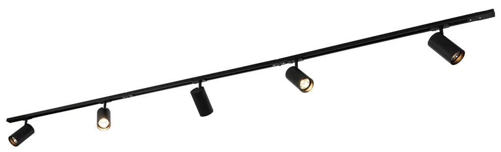 Модерна релсова осветителна система с 5 прожектора черна 1-фазна GU10 70mm - Iconic Jeana Luxe