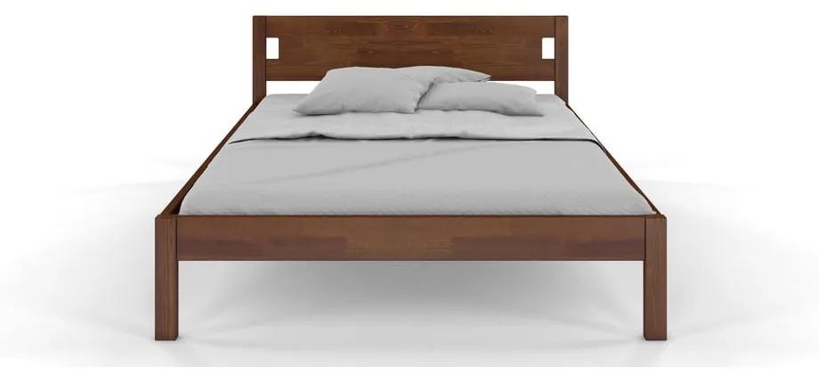 Двойно легло от борова дървесина 140x200 см в тъмнокафяв цвят Laxbaken - Skandica