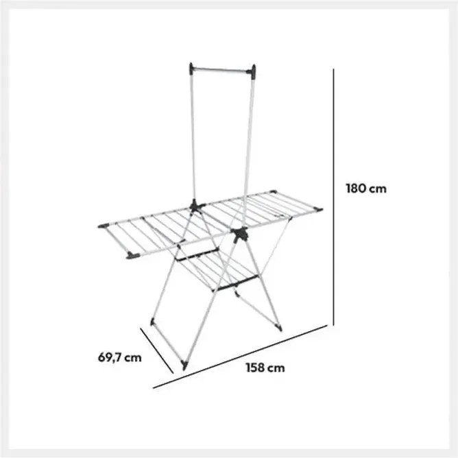 Сушилник за дрехи 5five Sinai с релса за ризи, Метал, 16 m