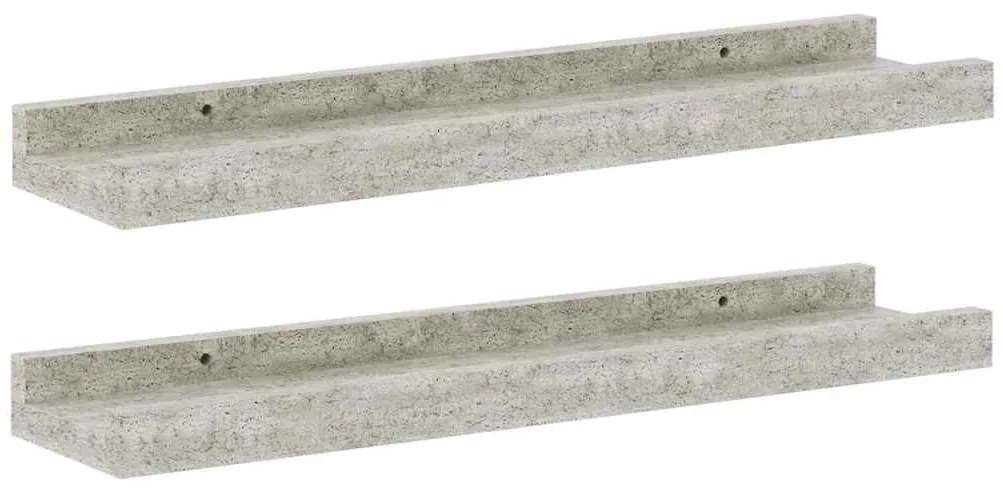 326699 vidaXL Стенни рафтове, 2 бр, бетонно сиви, 40x9x3 см