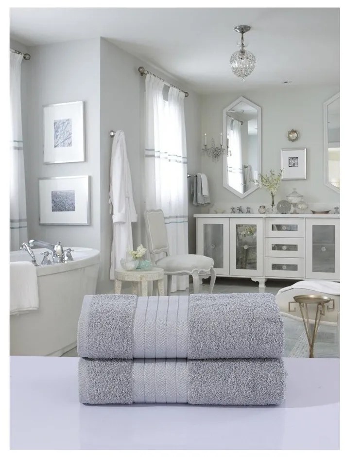 Светлосиви памучни хавлиени кърпи в комплект от 2 бр. от тери 70x140 cm – Good Morning