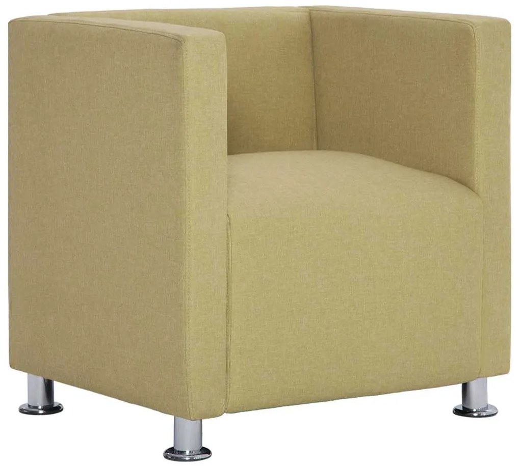 282148 vidaXL Фотьойл с кубична форма, зелен, текстил