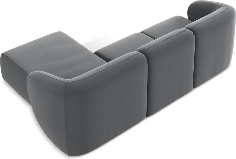 Сив кадифен ъглов диван (десен ъгъл) Lani – Makamii