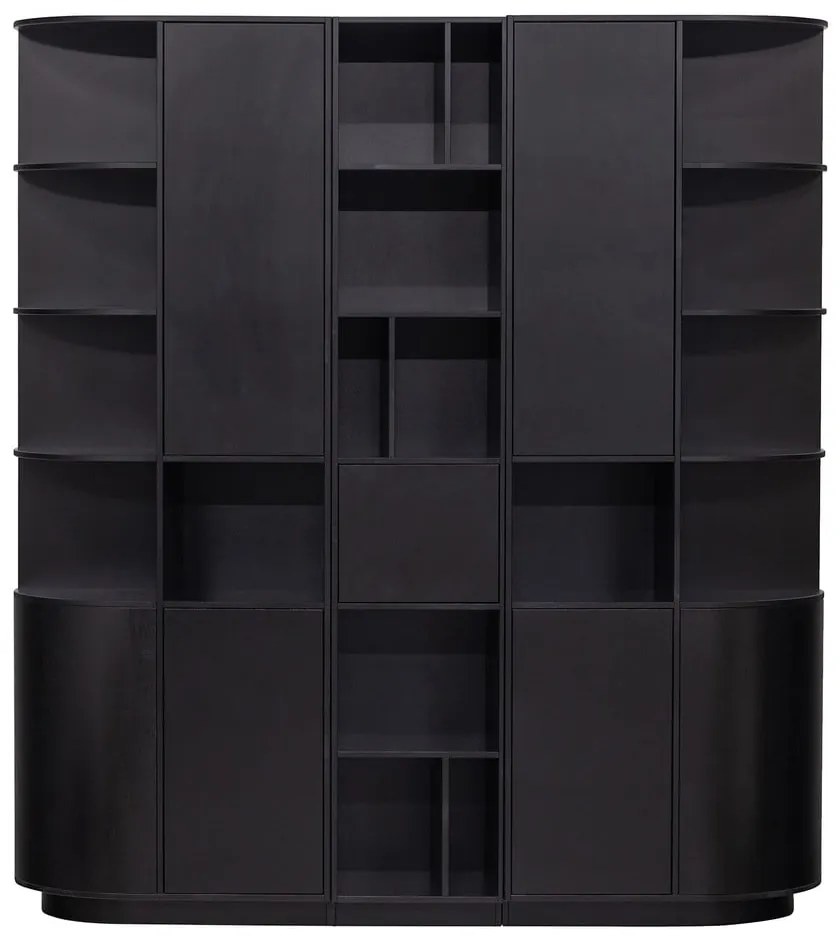 Черна модулна библиотека от масивен бор 196x210 cm Finca – WOOOD