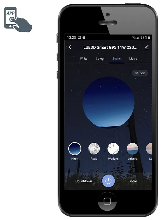 Комплект от 3 интелигентни E27 RGBW LED крушки G95 11W 1050lm 2200-4000K